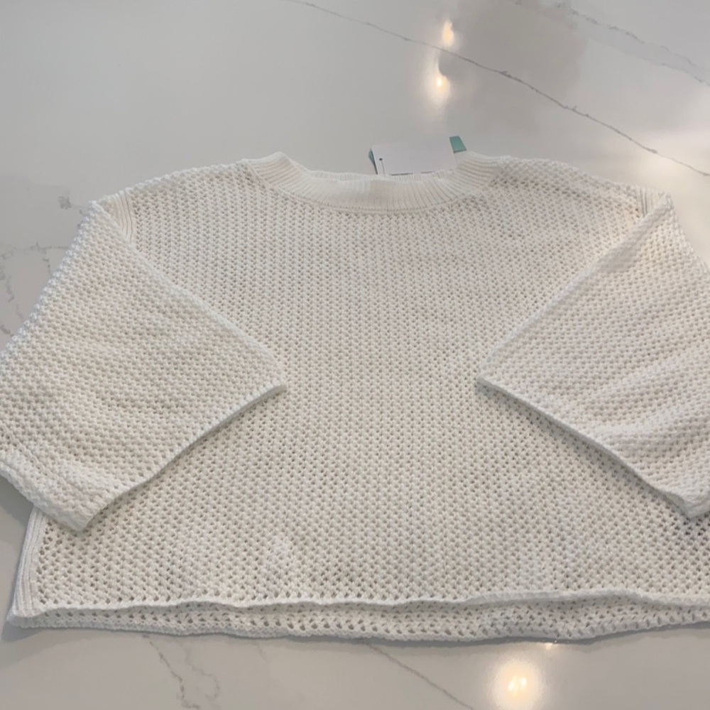 NWT White cropped sweater, size XS
